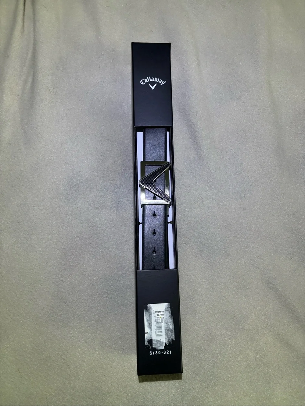 NEW Men’s Callaway Black Belt with Brushed Silver Geometric Buckle